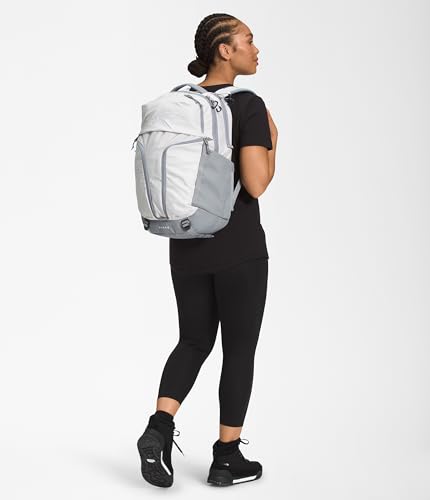 The North Face Surge Commuter Laptop Pack, Wht Met Mélange/Mid Gy-NPF, OSFA | Everyday Travel Bag, Laptop Sleeve, Water-Repellent - color: Tnf White Metallic Mélange/Mid Grey-npf