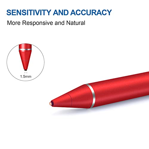 Stylus Digital Pen for Touch Screens, Active Pencil Fine Point Compatible with iPhone iPad and Other Tablets for Drawing and Handwriting (red) - color: red