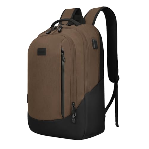 Goloni Multi-functional Travel Backpack, Large Capacity for Men Women Waterproof Business Work Bag, College Laptop Backpack with USB Charging Port, Suitable for 17-inch Computers - color: Brown1