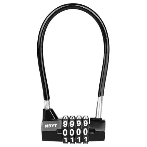 Cable Locks with Combination,Steel Cable Rope Wire 4-Digit Combination Lock with Resettable Code for Bikes, Lockers, File Cabinets, Wardrobes, Small Fences,gate Lock, Pool Padlock. - size: Span 3.5 in,Cable length 7*0.2 in