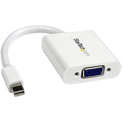 StarTech Mini DisplayPort to VGA Adapter, 1920 x 1200, White (MDP2VGAW) | mDP 1.2 HBR2, EDID & DDC pass-through, Thunderbolt 1/2 Mac/PC, No drivers, 1080p, mDP 1.2 to VGA dongle, Screw locking VGA