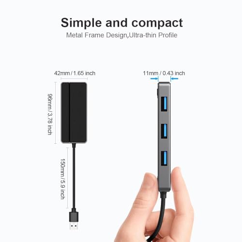 Orlian 5-in-1 USB 3.0 Hub Adapter Hub, with 3 USB 3.0 Ports, SD and microSD Card Reader, USB A to USB C Adapter, for MacBook Pro, iMac, XPS, Surface Pro, S20, S10[Charging NOT Supported]