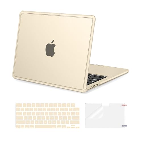 MOSISO Compatible with MacBook Air 13 inch Case M5 M4 M3 M2 2026-2022 | 3 in 1 Kit Reinforced Corners Hard Shell for Mac Air 13.6, Laptop Color Matched, A3449 A3240 A3113 A2681, Starlight - color: Starlight