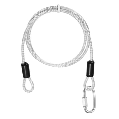 PATIKIL Security Cable Lock (3/16" Dia 3.3ft, Clear) Vinyl Coated 304 Stainless Steel Double Loop Flexible Wire Rope Safety Cable with Quick Links Locking Connectors - color: Clear, size: 3/16" x 3.3ft