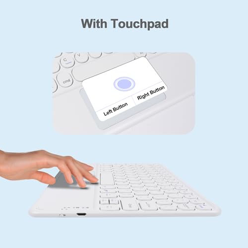 Thanice Wireless Keyboard with Touchpad, Ultra-Slim Portable Rechargeable Bluetooth Keyboard, Ipad & Android Windows Device Compatible (White) - color: white