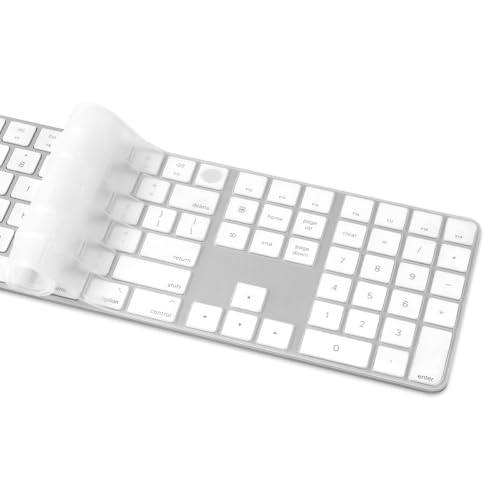 ProElife Keyboard Cover Skin for 2024 Magic Keyboard with Touch ID and Numeric Keypad (A3119) Ultra-Thin Silicon Protector (4 Keys ON The Left of Space BAR) (Transparent) | Non-interference Design for ID Key, Dust-proof, Silicone Protective Skin, Ultra-Th