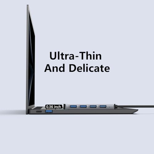 USB 3.0 Hub 4 Ports with USB-C Power Port, High-Speed Data Hub & Extender for Laptop, Desktop, PC - Compatible with Windows, Linux, HP (USB-A)