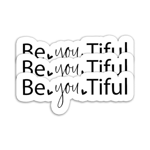 BeYouTiful Stickers – Inspirational Quote Waterproof Vinyl Decals for Laptops, Water Bottles, Tumblers, Notebooks – Motivational Aesthetic Stickers for Teens, Girls, Women – 3 x 1.1 Inch (3 Pack) - color: Beyoutiful