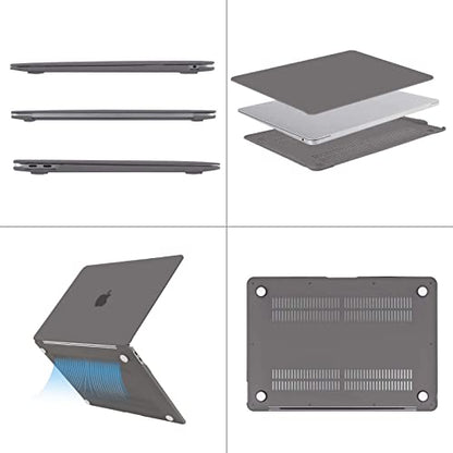 MOSISO Compatible with MacBook Air 13 inch Case M1 2021 2020 2019 2018 | A2337 A2179 A1932, Protective Hard Shell&Keyboard Cover&Screen Film&Pouch for MacBook Air 13.3 inch Case, Gray - color: Gray