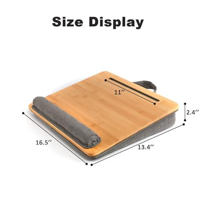 Laptop Stand for Sofa,Portable Lap Laptop Desk with Pillow Cushion, with Anti-Slip Strip & Storage Function, Laptop Desk Built in Slot Mouse Pad Wrist Pad for Computer,Easy to Carry on The go