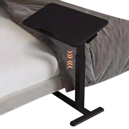 Height Adjustable Standing Desk, Sit Stand Mobile Workstation, Living Room Mobile Sofa Side Table, Reversible Laptop Table with Rollers, Anti-Fall Fence(Black) - color: Black