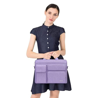 MOSISO Laptop Shoulder Bag 16 inch, 15-15.6 inch Computer Bag | Compatible with MacBook Pro 16 inch, HP, Dell, Lenovo with 2 Raised&1 Flapover&1 Horizontal Pocket&Handle&Belt, Purple - color: Purple, size: 16 inch