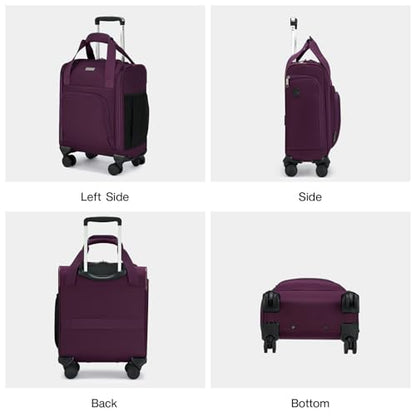 MILADA Underseat Carry On Luggage with Wheels, Airline Approved 16-inch Spinner Small Suitcase, Softside Travel Luggage, Personal Item Overnight Bag, Business Mini Suitcase for Women and Men, Purple - color: Purple