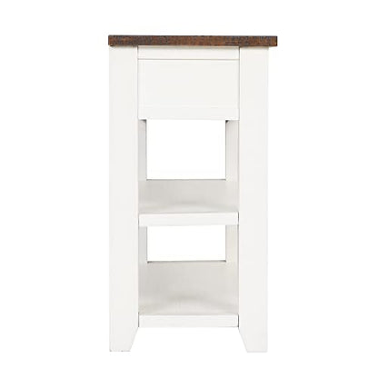 48’’ Modern Farmhouse Wood Entryway Console Table w/Storage, Antique White | 3-Tier Sofa Table Behind Couch, 3 Drawers, 2 Open Shelves, Easy Assembly, for Living Room, Dining, Hallway - color: Antique White