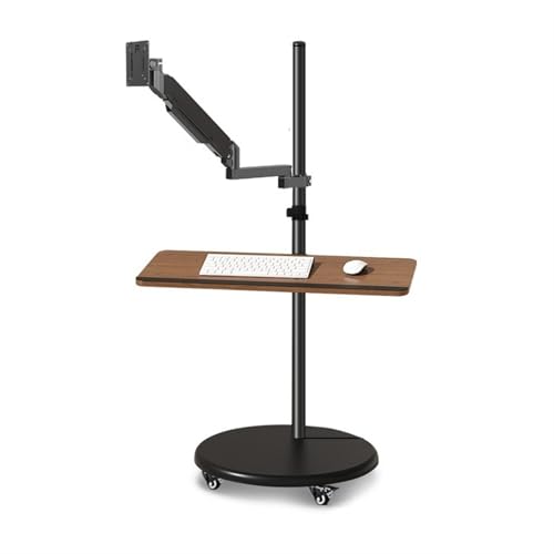 Monitor Stand Floor Standing Single Monitor Mount, Movable Monitor Stand with Keyboard Tray and Wheels, 14"-43" Adjustable Gas Spring Monitor Arm holds up to 33.0lbs monitor stand desk arm(17"-43") - size: 17"-43"