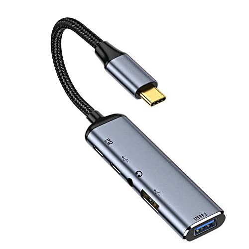 USB-C Type-C to Audio 3.5MM Dual USB 3.0 HUB Converter Multiport Adapter with Female 100W PD Power Port - style: Type-C to Audio 3.5MM