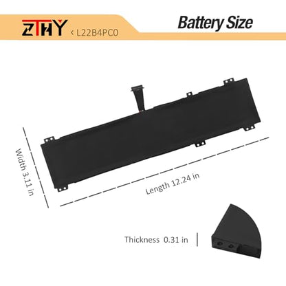 L22C4PC0 L22B4PC0 Laptop Battery Replacement for Lenovo Legion Pro 5 16ARX8 | 16IRX8 16IRX9 Legion Pro 7 16ARX8H 16IRX8 16IRX8H 16IRX9H ThinkBook 16p G4 IRH Series L22D4PC0 L22M4PC0 L22X4PC0 15.44V 80Wh - size: 12.2*3.11*0.31 inch L22B4PC0