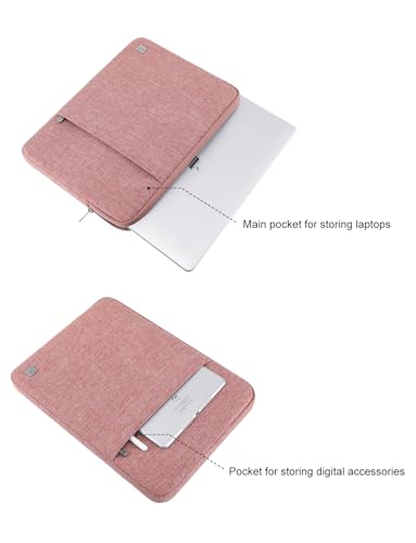 DOMISO Laptop Case Laptop Sleeve Cover Compatible with 14 inch MacBook Pro M4/M3/M2/M1 Pro/Max 2024-2021, Compatible with 13.3 inch HP Dell ASUS Lenovo Notebook, Water-Resistant Bag with Pocket, Pink - color: Pink, size: 13-13.3 inch
