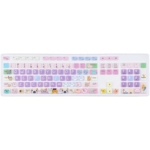 Keyboard Cover for Dell KM636 KB216 KB216t/d/p Keyboard, Dell Optiplex 3050 3240 5250 5460 7450 7050, Inspiron Desktop 3475 3477 3670 5400 5490 7700 7790,Cute Cat - color: Cute Cat
