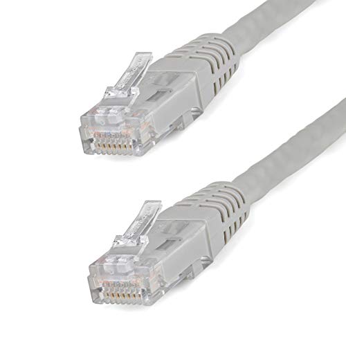 StarTech 3ft CAT6 Ethernet Cable - Gray CAT 6 Gigabit Ethernet Wire -250Mhz 100W PoE RJ45 UTP Molded Network Patch Cord with Strain Relief (C6PATCH3GR) | 250MHz bandwidth, Gold-plated RJ45, Patch Cable, Ethernet Cord, UTP Molded Network, Strain Relief, 10