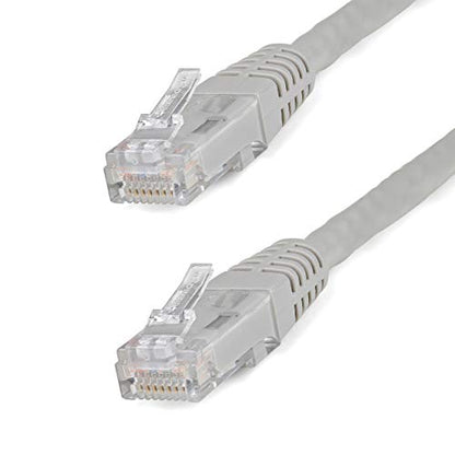 StarTech 3ft CAT6 Ethernet Cable - Gray CAT 6 Gigabit Ethernet Wire -250Mhz 100W PoE RJ45 UTP Molded Network Patch Cord with Strain Relief (C6PATCH3GR) | 250MHz bandwidth, Gold-plated RJ45, Patch Cable, Ethernet Cord, UTP Molded Network, Strain Relief, 10