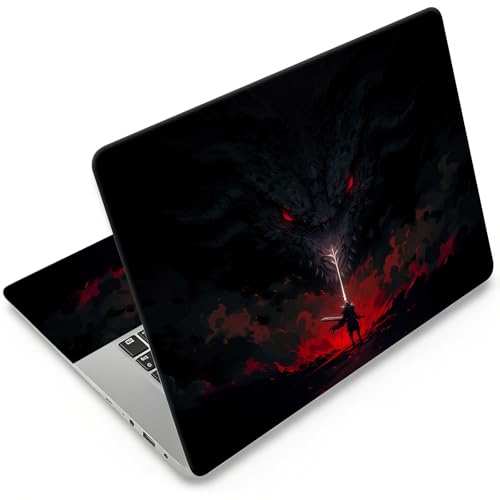 Laptop Skin 12.1-15.6 inch Removable Universal Reusable Laptop Sticker Decal,Waterproof No Residue Vinyl Cover,Scratch-Resistant Cuttable Full Wrap Sticker for Notebook, Knight Vs Dragon Fantasy Print - color: Knight Vs Dragon Fantasy Print