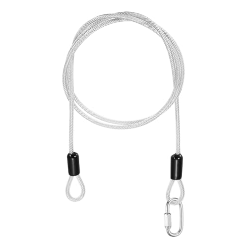 PATIKIL Security Cable Lock (5/32" Dia 3.3ft, Clear) Vinyl Coated 304 Stainless Steel Double Loop Flexible Wire Rope Safety Cable with Quick Links Locking Connectors - color: Clear, size: 5/32" x 3.3ft