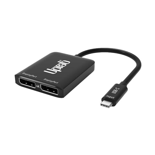 uptab USB C to Dual DisplayPort Adapter Hub, Extended Dual 4K 60Hz Display Port Multi Monitors Converter for Dell XPS 13 15, Lenovo Yoga, Sumsung HP, Chromebook, etc