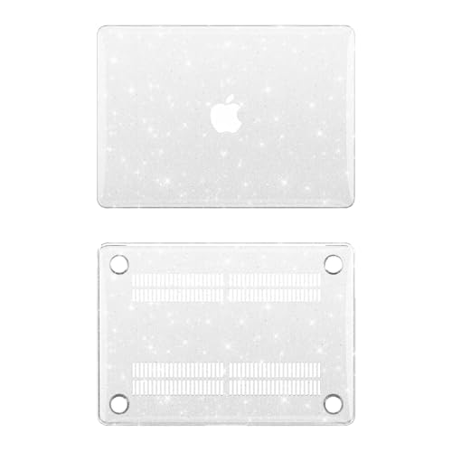 Clear Glitter Case for MacBook Air 13 inch 2021-2018 M1 A2337 A2179 A1932, Glitter MacBook Air M1 Case, Shiny Bling Sparkle Plastic Hardshell & Keyboard Cover for MacBook Air 13.3'', Transparent - color: # PC+Clear Glitter