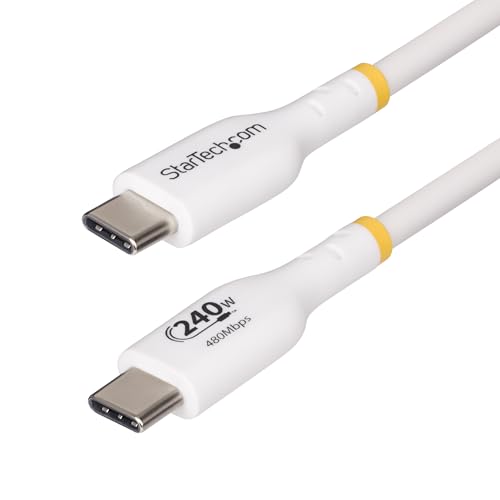 StarTech 13ft/4m USB-C to USB-C Charging Cable, White (USB2EPR13FW) | USB-IF Certified, 2.0 Type-C Laptop, Charge and Sync, EPR, Male to Male, E-Marker, TPE Jacket, E-Marker Chip, 240W PD