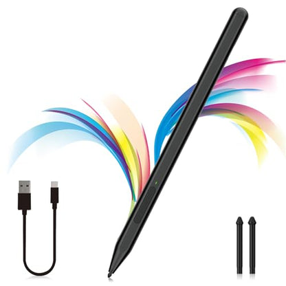 Stylus Pen for Microsoft Surface Pro11/10/9/8/X/7+/6/5/4, Surface Go 4/3/2/1, Surface Laptop1-5/Studio/Book 3/2/1 with Eraser Side Button,Palm Rejection,Tilt Function,1024 Pressure - color: Black