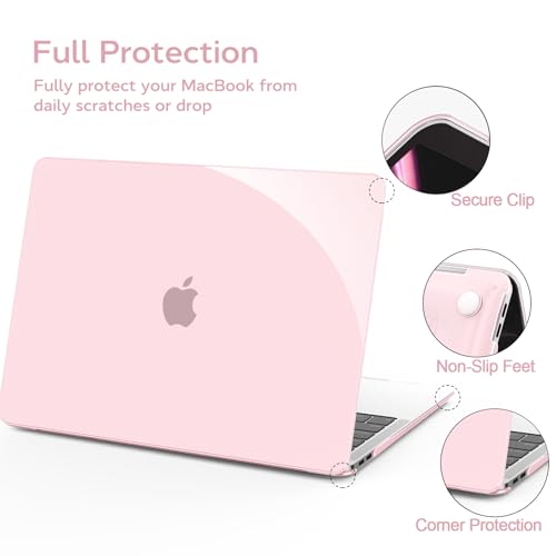 B BELK for MacBook Air 13 inch Case M1 2021 2020 2019 2018, Crystal Pink | Model A2337 A2179 A1932, Plastic Laptop Hard Shell for MacBook Air 13.3 inch Case with Keyboard Cover & Screen Protector - color: Crystal Pink