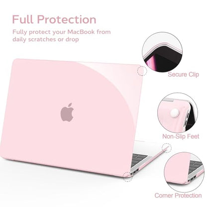 B BELK for MacBook Air 13 inch Case M1 2021 2020 2019 2018, Crystal Pink | Model A2337 A2179 A1932, Plastic Laptop Hard Shell for MacBook Air 13.3 inch Case with Keyboard Cover & Screen Protector - color: Crystal Pink