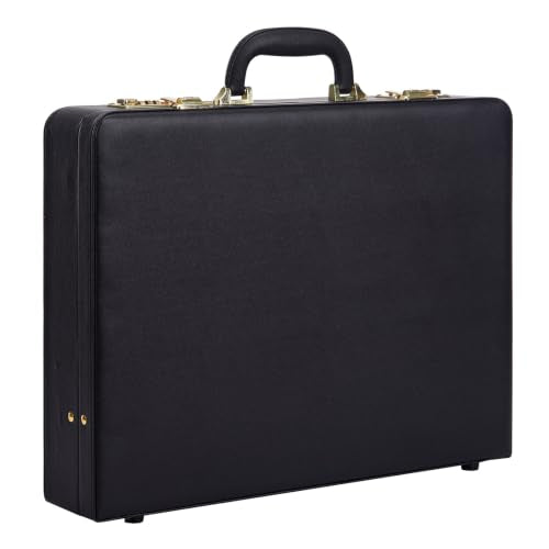 Garvee Briefcases for Men, Professional Leather Briefcase | Dual Combination Lock, Hard Side, Expandable Attache Case, 15.6" Laptop, Work Office Travel - color: Black