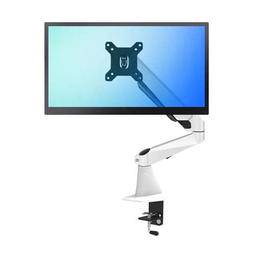 Monitor Stand Single Monitor Desk Mount for most 15"-27" Screens, Aluminum Single Monitor Arm with Grommet Base, Adjustable Gas Springs Monitor Mount, VESA 75/100mm monitor stand desk arm(White) - color: White