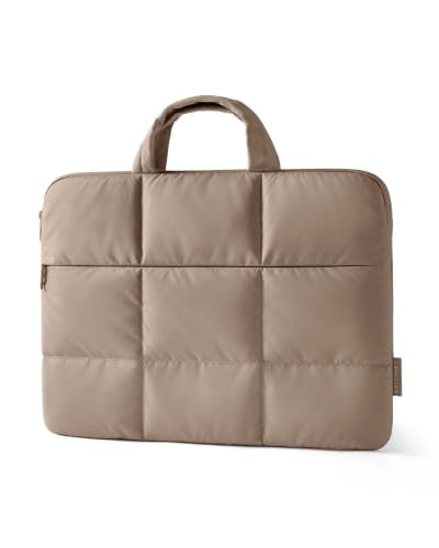 BAGSMART Laptop Sleeve 15.6 Inch Puffer Quilted Water Resistant Lightweight Laptop Case for Women Office School Travel - color: Brown, size: 15.6 Inch