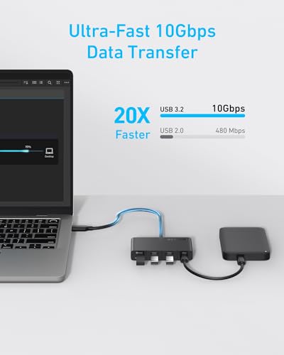 Anker USB-C Hub, 4-in-1 USB-C Adapter, USB-C Splitter for 4K Display | 85W Max PD, 4K USB-C Display Port, 4 10Gbps USB-C Data Ports, Compact for MacBook Pro, iPad, Surface Pro, Dell and More
