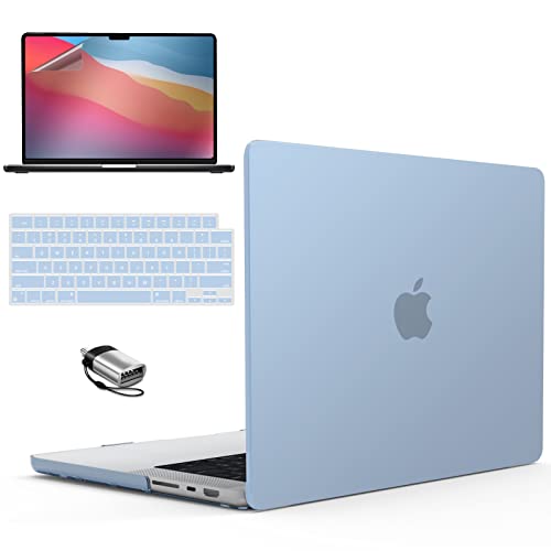 IBENZER Case for MacBook Pro 14 Inch 2026 2025 2024 2023 2022 M5 M4 M3 M2 M1 A3434 A3112 A3185 A3401 A2918 A2992 A2779 A2442 Pro/Max,Hardshell& KeyboardCover & ScreenFilm&Type-C,SierraBlue,T14SIBL+2TC - color: SierraBlue