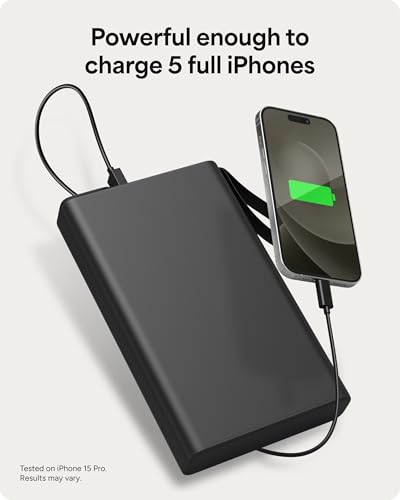 mophie powerstation pro AC (2023)-27,000 mAh External Battery compatbile With MacBook&iPad Portable PD battery with 100W of AC&60W USB-C Fast Charge integrated carry strap-USB-C cable included, Black - size: 27,000 mAh, style: Gen 2