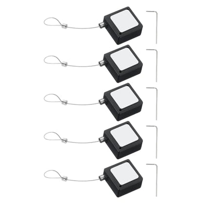PATIKIL Retractable Remote Control Cable Tether (3.3ft / 1M, Black)(5 Set) Square Remote Control Security Lanyard Lock Adjustable Locking Leash with Rope Locks, Suit for - TVs/Tablets - color: Black