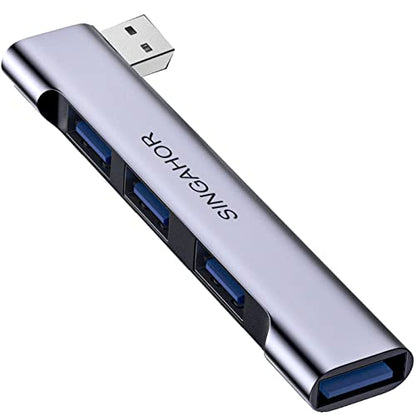 USB Hub for Laptop, USB 3.0 Hub 4-Port, 5Gbps USB Splitter for Laptop, Windows, MacBook, PC, Flash Drives, HDD, Printer, Keyboard, Mouse (Left-Side USB Hub) - color: Grey left model