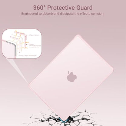 MOSISO Anti-Crack Case for MacBook Air 13 inch M5 M4 M3 M2 2026-2022 | 3 in 1 Kit Anti-Fingerprints Reinforced TPU Bumper Hard Shell for MacBook Air 13.6, A3449 A3240 A3113 A2681, Pink - color: Pink