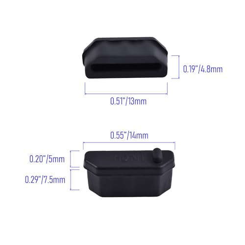 10 PCS HDMI Port Anti-dust Plugs, Silicone Covers Caps Stoppers, Port Protector for TV,Computer, Other Devices, 0.51 x 0.19 (LxW) - size: HDMI/Black/10 PCS