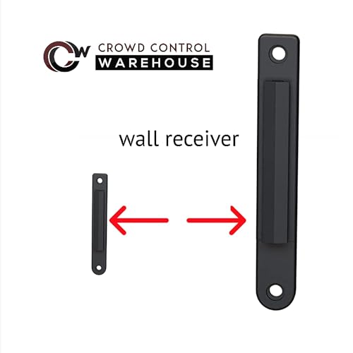 Crowd Control Warehouse WMB-120 Fixed Wall Mount Retractable Belt Barrier | 11-foot Yellow "BEWARE OPEN PIT" Belt with Black Steel Case, CCW Series. - color: Yellow: "BEWARE OPEN PIT"