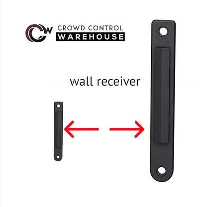 Crowd Control Warehouse WMB-120 Fixed Wall Mount Retractable Belt Barrier | 11-foot Red "NO ENTRY" Belt with Black Steel Case, CCW Series, Crowd Control Barriers - color: Red:"NO ENTRY"