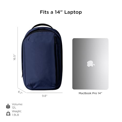 ALPAKA Metro Backpack 12L Compact Laptop Backpack Blue | Laptop Sleeve Fits 14-inch Laptop, Internal Water Bottle pocket for Men and Women, Weatherproof Fabric Axoflux 300D - color: Blue-axoflux 300d