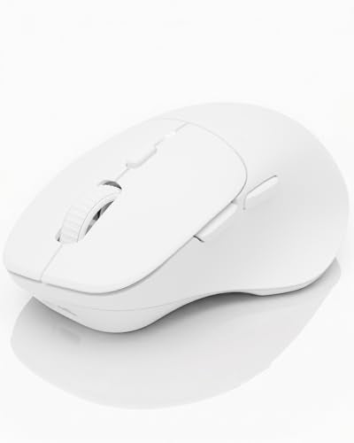 DAREU Wireless Mouse for Small to Medium Sized Hands, Silent Click, USB-C Rechargeable Wireless Mouse, Computer Mouse with 6 Buttons, [USB+BT1+BT2] 3 Devices for Laptop, PC, iPad, Mac - White - color: white
