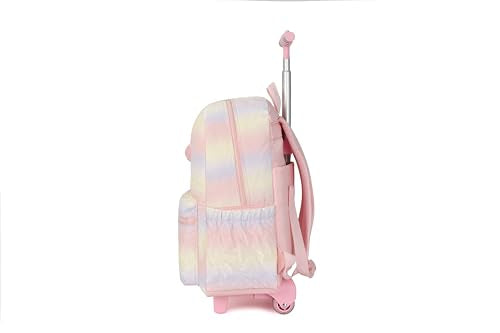 Pink Rolling school backpack for girls with Lunch Box 3pc Set(QUILTED PINK) - color: Quilted Pink