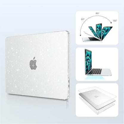 EooCoo Case Compatible with MacBook Air 13 inch M5 2026-2022 M4 M3 M2 A3449 A3240 A3113 A2681, Crystal Hard Shell Scratch Resistant Protective Cover for Mac Air 13.6 inch, Sparkly Clear - color: Sparkly Clear, size: Air 13.6-inch