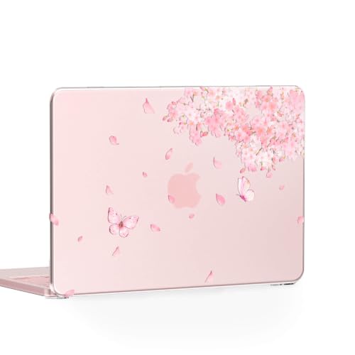 Feams for MacBook Neo 13 Inch Case 2026 A3404, Stylish Protective Clear Case Hard Shell Transparent Cover for MacBook Neo 13 Inch 2026 (A18 Pro Chip) with Keyboard Cover, Pink Blossom - color: Pink Blossom